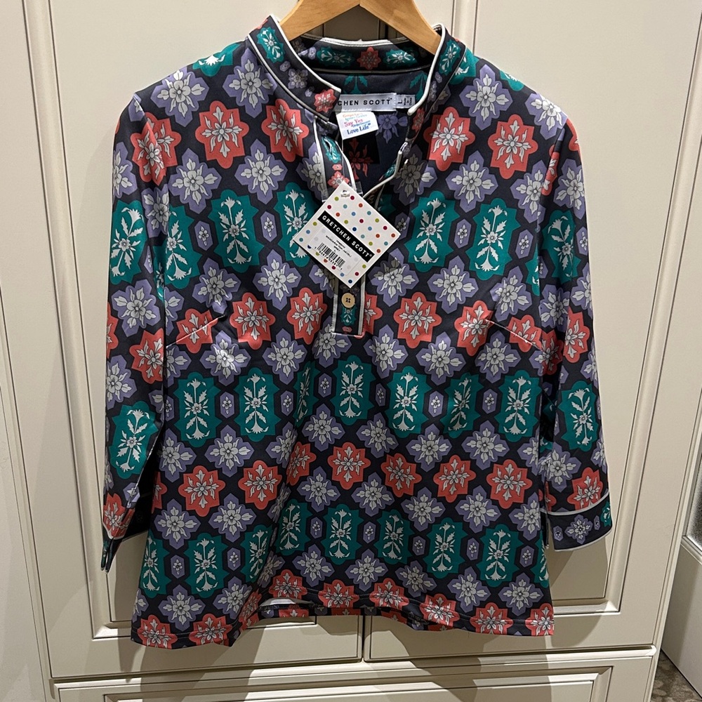 Gretchen Scott Designs Mandarin Collar Haveli Blouse. NWT